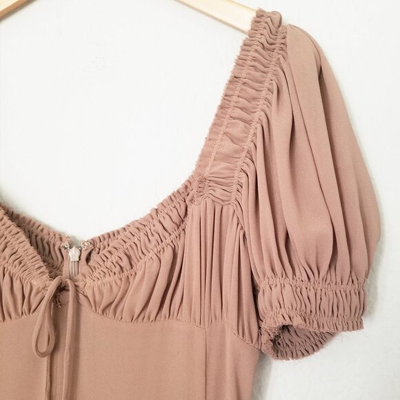 LPA Davina Midi Dress in Mocha Latte Size S Sheer Chiffon Milkmaid Mermaid $259 - Picture 5 of 15